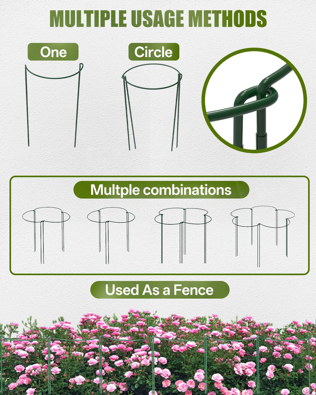 Joyhalo 12 Pack Peony Cages and Supports, 32 Inch Adjustable Plant Stakes for Outdoor Plants, Plant Support Stakes, Peony Cage with 15 Pcs Twist Ties, Flower Stakes Peonies Support Cages for Plants