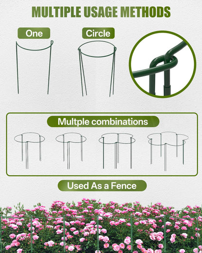 Joyhalo 12 Pack Peony Cages and Supports, 32 Inch Adjustable Plant Stakes for Outdoor Plants, Plant Support Stakes, Peony Cage with 15 Pcs Twist Ties, Flower Stakes Peonies Support Cages for Plants