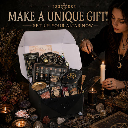 FLgengmh 90 PACK Witchcraft Kit for Beginners, Wiccan Supplies and Tools with Crystals Candles, Witch Altar Spell Set for Rituals,Energy Cleansing, Dried Flowers for Crafts, Witchy Gifts Box for Women