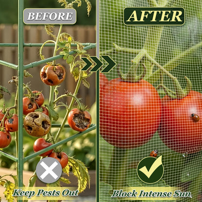 ComfyKit 3PCS Garden Bird Netting Plant Covers for Square Tomato Cage, 59" x 17.7" Reusable Tomato Cage Net with Zipper & Drawstring, Insect & Bird Barrier for Tomatoes, Fruits & Climbing Vines