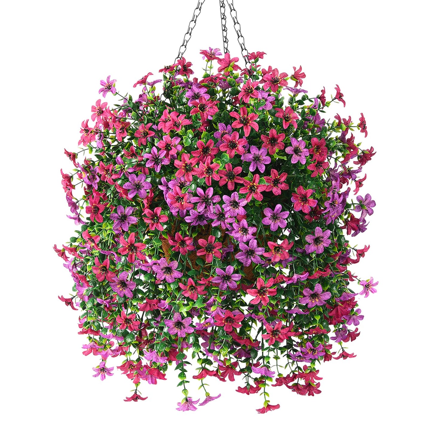 INQCMY Artificial Faux Hanging Flowers Plants Basket for Outdoor Outside Spring Summer Decoration,UV Resistant Fake Silk Daisy in Planter Resistant Look Real for Home Porch Balcony Patio Yard Decor