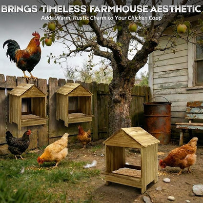 Gold Standard Chicken Nesting Box for Laying Eggs, 3 Pack Wooden Nesting Box for Chickens, Farm House Series Laying Boxes for Hens, Ducks and Birds