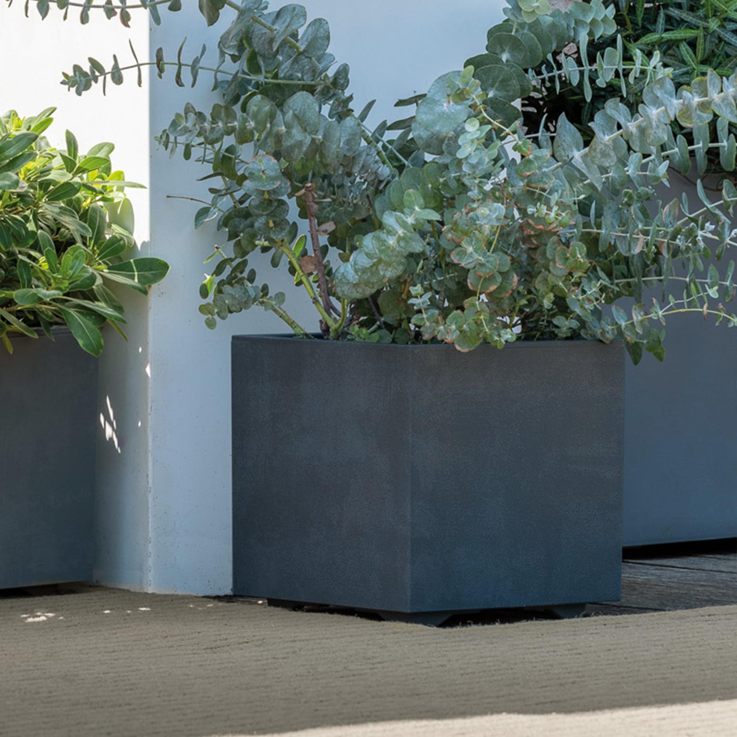 Deroma Millennium 10” Cube Planter | Light & Durable Plastic | Indoor or Outdoor Square Pot for Patio/Porch | Includes Water Reserve & Drain Plug | Trendy Planter for Plants, Flowers, Garden | Black