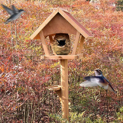 Gute Hummingbird Houses for Outside Hanging, Natural Grass Hanging Bird Hut, Hand Woven Hummingbird Nest, Large Wren Finch Bird House for Garden Window Outdoor Home Decoration, Set of 2