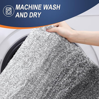OLANLY Small Bathroom Rugs Mat 24x16, Extra Soft Absorbent Microfiber Bath Rugs, Rubber Backing, Quick Dry, Machine Washable Bath Mats for Bathroom Floor, Tub and Shower, Home Decor Accessories, Grey
