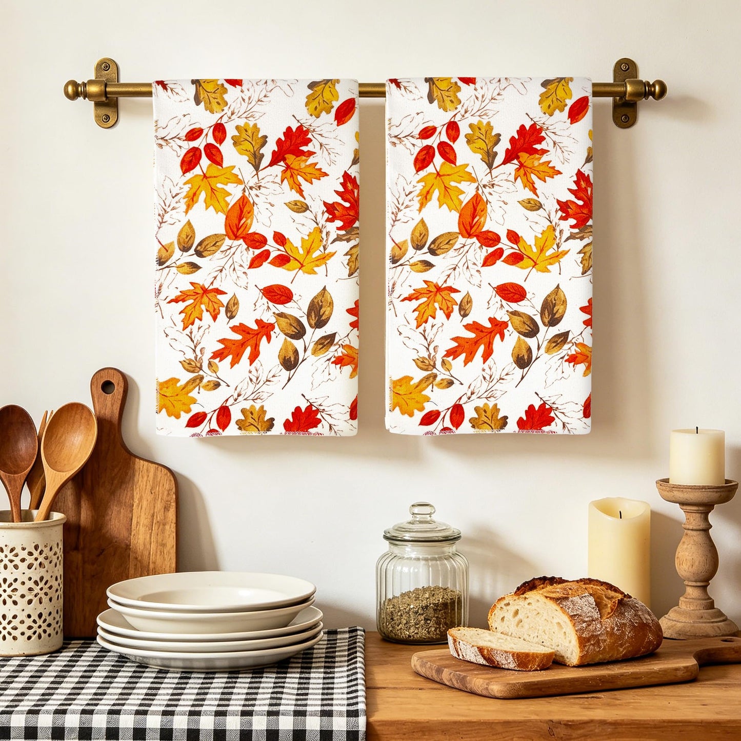 thmasamwr Kitchen Towels Dish Towel 18x26 Inch Maple Leaves Kitchen Towel for Cleaning Cute Home Decor Absorbent Reusable Farmhouse Tea Towel Decorative Set of 2