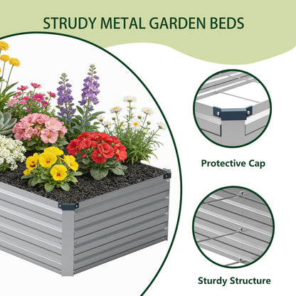 zunatu 10x2x1ft(2 Pack) Galvanized Raised Garden Bed,Outdoor Planter Boxes Metal Patio Kit Planting Bed for Vegetables Flowers,Silver
