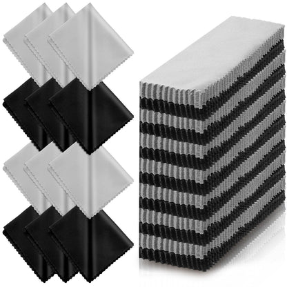 Fabbay 200 Pcs Microfiber Cleaning Cloths for Glasses, 7 x 6 Inch Screen Microfiber Cloths, Lens Wipes for Eyeglasses Smart Phones Laptops Tablets Lens LCD Camera TV Screens(Black, Gray)