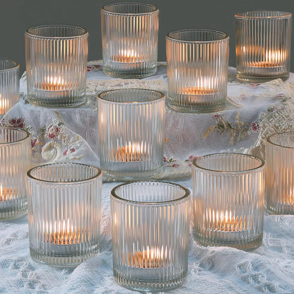 24 Pcs Votive Candle Holders - Clear Glass Tea Lights Candle Holder in Bulk for Table Centerpiece, Tealight Candle Holder for Weddings, Home Decor, Baby Shower, Special Occasions (Clear, 24)