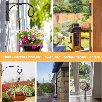 Fashion&cool 2 Pack Plant Hanging Bracket, 11 inch Wall Mount Plant Hanger Outdoor Indoor, Decorative Hanging Plant Bracket Hooks for Planter Flower Bird Feeder Lanterns Wind Chimes with Screws (2)