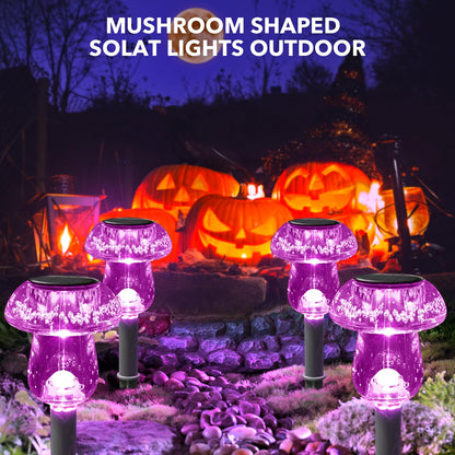 Solar Lights Outdoor, 8 Pack Mushroom Lights Outside Waterproof, Solar Powered LED Lighting for Garden, Yard, Landscape, Path, Pathway, Lawn, Walkway, Driveway, Backyard Halloween Decor (Purple)