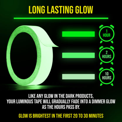 Lockport Glow in The Dark Tape - 2 Pack - 30 Ft x 1 in - Bright - Rechargeable - Reflective - Halloween Decoration, Christmas Decor, Night Decorations, Safety and Home Marking, Stairs, Exit Sign
