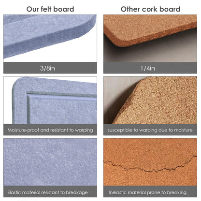 Lightomorrow Bulletin Board, 24 x 18 inches Felt Board Decorative Pin Board, Cork Board Alternative for Wall, Foldable Photo Board Self-Adhesive Vision Board with 20 Pushpins - Lavender Blue