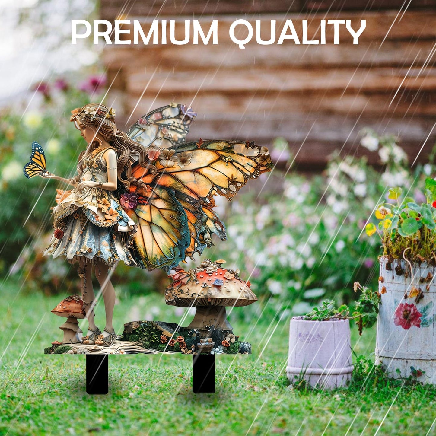 Beciway Bohemian Style Butterfly Fairy Garden Stake, 2D Flat Acrylic Outdoor & Indoor Yard Sign, Fairy Garden Decor Panel for Lawn, Plants & Pots, Elf Garden Accessories