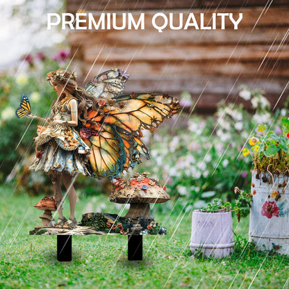 Beciway Bohemian Style Butterfly Fairy Garden Stake, 2D Flat Acrylic Outdoor & Indoor Yard Sign, Fairy Garden Decor Panel for Lawn, Plants & Pots, Elf Garden Accessories