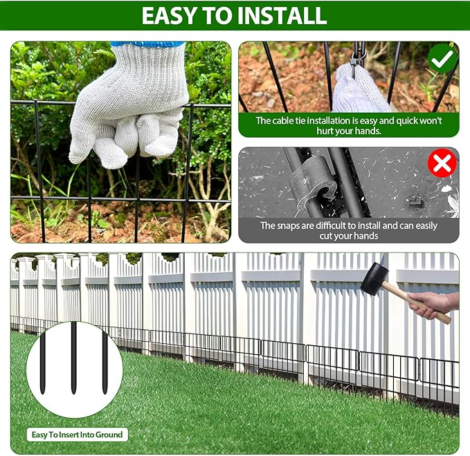 ULIOK Animal Barrier Fence, 16 Panels No Dig Fence 17.3ft(L) x12in(H), Garden Fences for Rabbits and Dog Ground Defense, Rustproof Metal Fences Border, Fencing Bottom Blocker for Outdoor Yard Patio