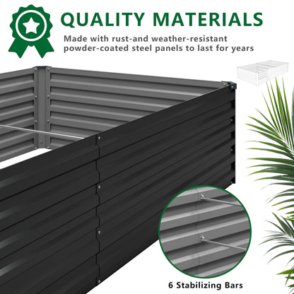 DIIYIV 12x2x1.5FT Galvanized Raised Garden Bed,Vegetable Boxes-Rectangle Metal Flower Box,Large Planter Raised Beds Outdoor Garden for Planting,Fruit,Herb-Black