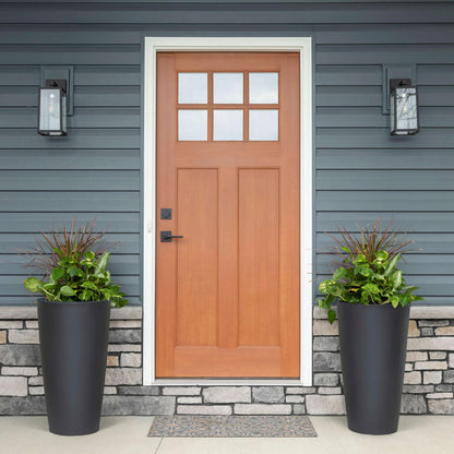 Step2 Tremont Tall Round Tapered Planter, 28" Tall, Indoor/Outdoor Plants, Efficient Drainage, Durable Resin, Onyx Black