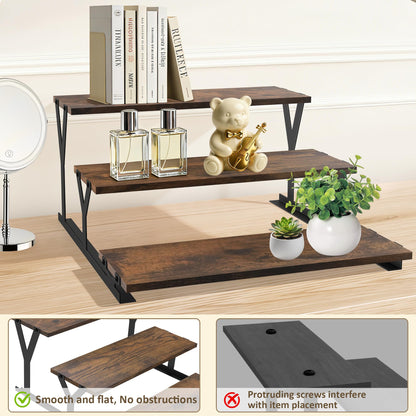 KALYLOC 3 Tier Cupcake Stand, Wooden Risers Dessert Table Display Set, Rustic Tiered Tray Stand Cupcake Tower for Party Farmers Market Wedding Birthday Baby Shower (Brown, Y-Shape)