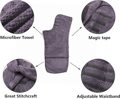 Geyecete Pineapple Grid Fast Drying Super Absorbent Dog Cat Bath Robe Towel - Gray, XL
