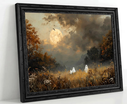 KYSNGMT Vintage Halloween Ghost Wall Art Moody Autumn Landscape Painting