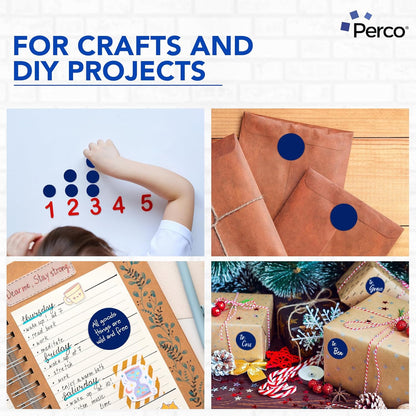 Perco Dark Blue 2-Inch Perforated Circle Dot Sticker Labels — 10 Rolls, 5,000 Round Stickers — with Permanent Adhesive for Organizing, Color Coding, Bin Labeling, Packaging Alerts—Made in USA