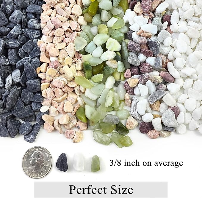FANTIAN 2 lbs White River Rocks for Plants, 3/8 Inch Gravel Pebbles for Plants. Decorative White Stones for Succulents, Cactus, Vase and Outdoor Garden Landscaping