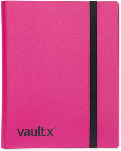 Vault X 9 Pocket Standard Strap Binder, Holds 360 Trading Cards in 20 Side-Loading Pages (Pink)