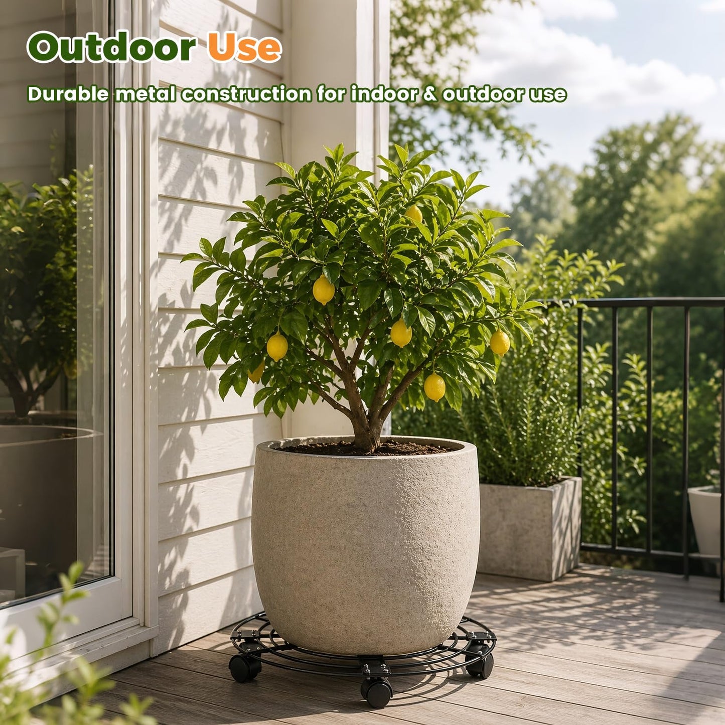 5 Packs 13.5" Large Metal Plant Caddy with Wheels Iron Rolling Plant Stands Heavy-duty Plant Roller Base Pot Movers Indoor Outdoor Plant Dolly with 5 Casters Plant Trolley Coaster Holder