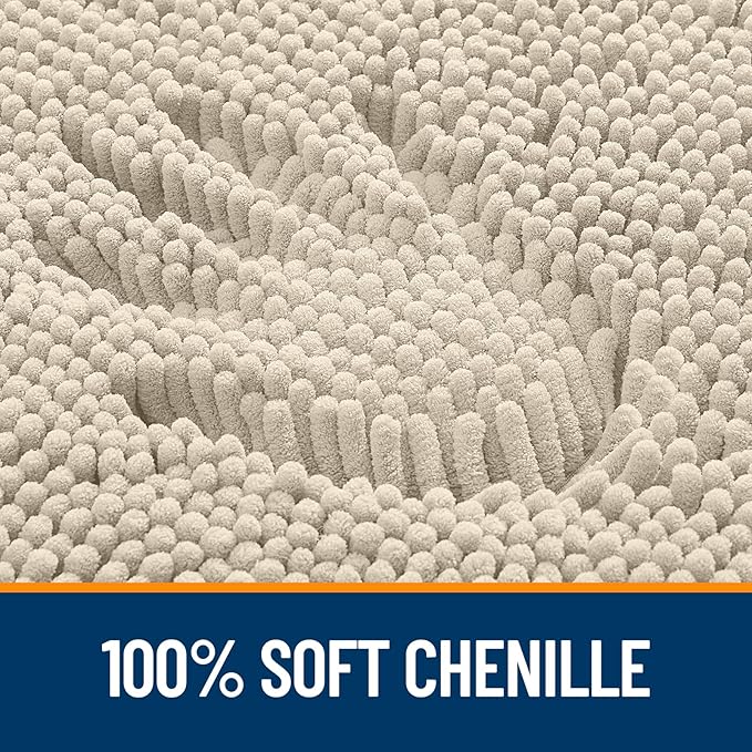 OLANLY Bathroom Rugs 34x21, Extra Soft Absorbent Chenille Bath Rugs, Rubber Backing Quick Dry, Machine Washable Bath Mats for Bathroom Floor, Tub and Shower, Home Decor Accessories, Sand
