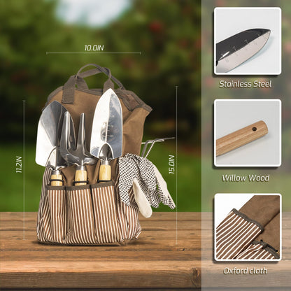 SMOOTHWIND 13-Piece Garden Tools Set with Tote Bag & Apron, Repotting Mat - Stainless Steel Heavy Duty Planting Kit, Ergonomic Non-Slip Handles - Gardening Gift for Women, Mom, Home Gardeners