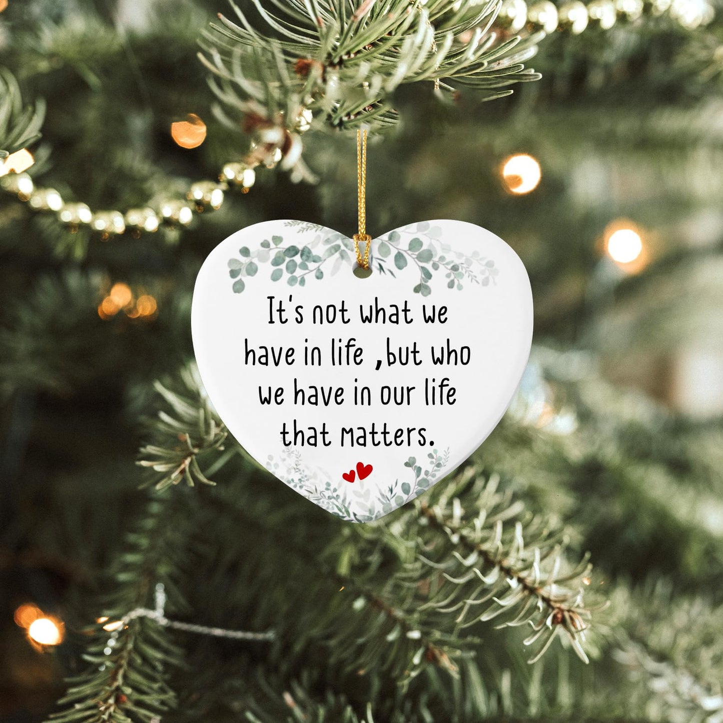 Friendship Gifts for Women Birthday Inspirational Thinking of You Gifts for Friends Female Christmas Tree Decoration Ceramic Heart Ornament