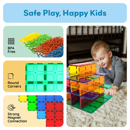 PicassoTiles Magnetic Building Block Tiles Supersize Stabilizer Base Toy Large Size Magnet Tile Plate Jumbo XL Add On Durable Foundation Compatible Education Construction STEM Learning Stacking Set