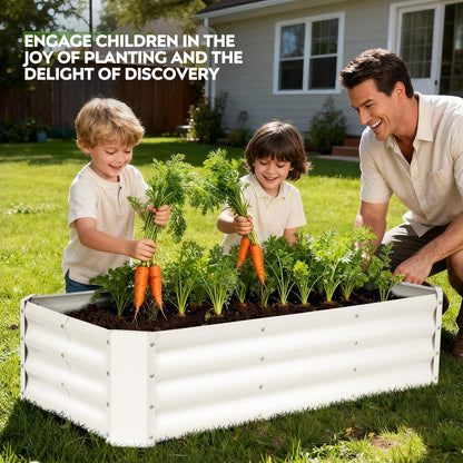 ZORMY 2 Pcs 4x2x1ft Galvanized Raised Garden Bed Outdoor, Metal Planter Boxes with Easy Assembly, Planter Raised Beds for Gardening, Flower, Plants, Vegetable, Herb - White