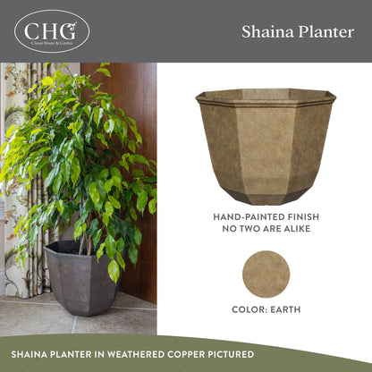 Classic Home and Garden Shaina Planting Pots - Lightweight Indoor & Outdoor Plant Pots - UV-Resistant Resin Flower Pots - Pot Planters for Flowers & Herbs (15” Earth)