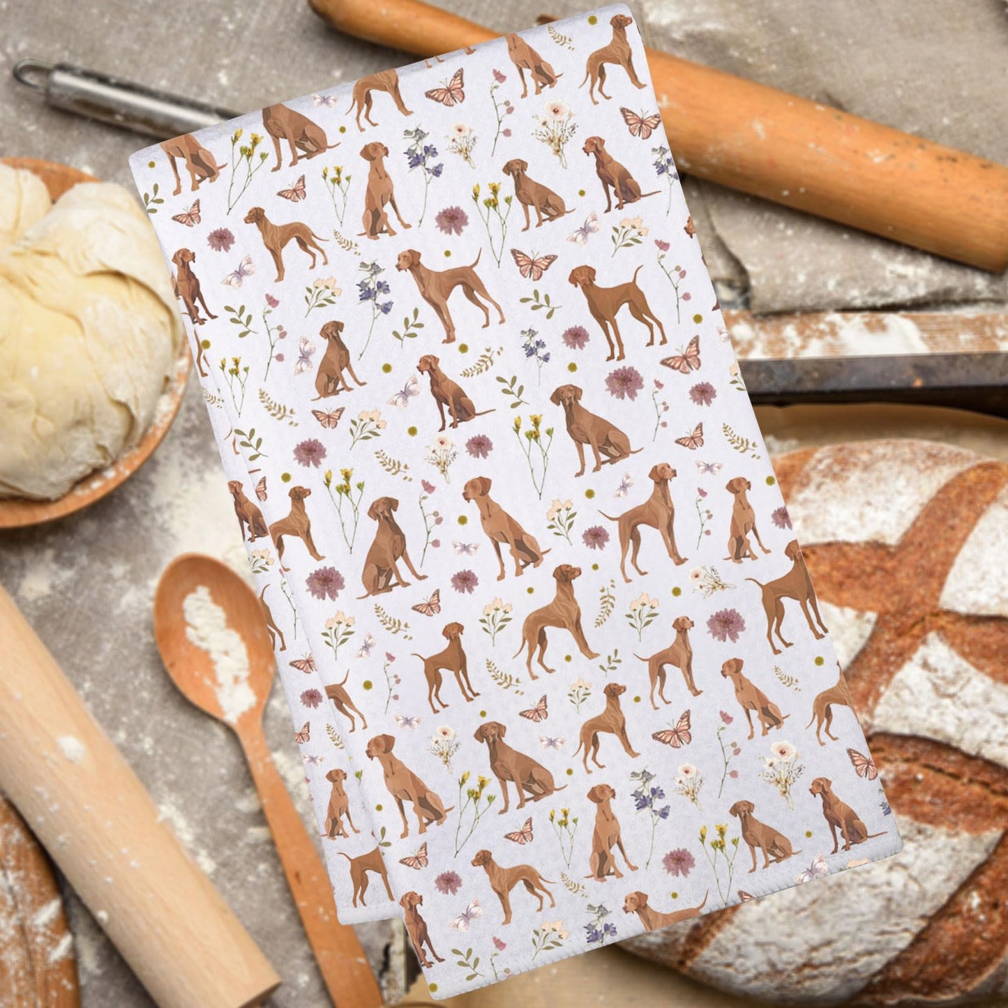 JNIAP Vizsla Dog Kitchen Towels Vizsla Lover Gift Vizsla Mom Gift Vizsla Owner Gift Hungarian Vizsla Dish Towels (Soil thindog kt)