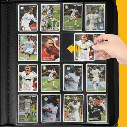 16-Pocket Business Card Binder holds 1024 Cards, Premium Diamond PU Leather Name Card Holder Organizer with Zipper, Black Sleeves Side Loading Card Book for Collectors & Office(black)