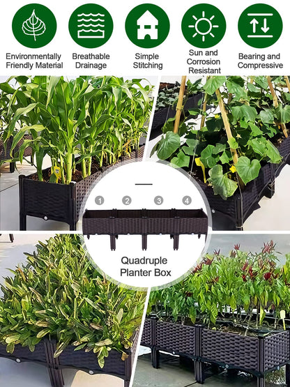 Kalolary 4 Sets Raised Garden Bed Elevated Garden Bed with Legs Patio Plant Boxes Vegetable Flowers Planting Raised Container for Indoor Outdoor Plant Fence Balcony Yard Gardening Supplies