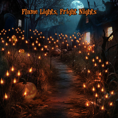 ODEETRONIC Halloween Pathway Lights – 3 Pack 30 LED Orange Candle Stake Lights, 7.54ft 8 Modes Outdoor Halloween Light Battery Operated, Waterproof & Timer Orange Light for Lawn, Path, Garden Decor