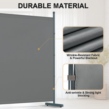 Yettsoy 6FT Extra Thick Single Panel Room Divider, Heavy Duty Privacy Partition Screen Wall Divider for Room Separation, Freestanding 71" W Room Divider Panel for Dorm Studio Office, Grey