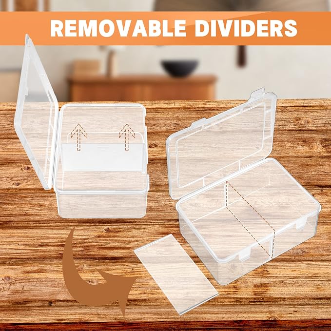 Vicenpal 300 Card Storage Box Compatible with Mtg TCG Clear Plastic Trading Card Storage Box with Removable Divider Hard Trading Deck Case for Baseball Football Game Organizer Collector(6 Pcs)