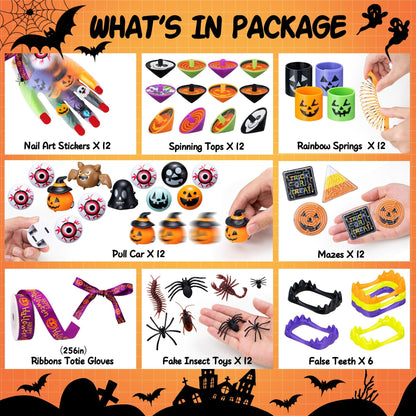DMIGHT Halloween Party Favors - 193pcs Stuffed Toys Bulk Birthday Party Decorations, Goodie Bags for Party Supplies, Halloween Games for Kids