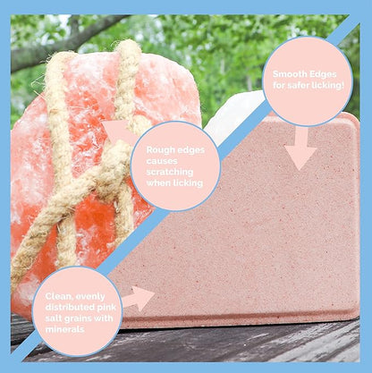 Salt Block for Deer & Horses – Compressed Mineral Salt Lick for Livestock, Cattle & Goats – Himalayan Secrets Pink Rock Salt Block (2.5LB/2KG, Block w/Mounting Hole)