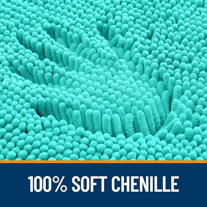 OLANLY Bathroom Rugs 30x18, Extra Soft Absorbent Chenille Bath Rugs, Rubber Backing Quick Dry, Machine Washable Bath Mats for Bathroom Floor, Tub and Shower, Home Decor Accessories, Teal