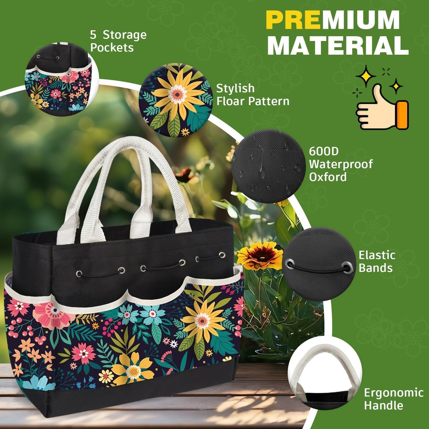 22Pcs Gardening Tools Set for Women Heavy Duty Garden Hand Tool Kit Birthday Gifts for Mom Her Wife Grandma Beginner Gardening Accessories with Tote Bag/Shovel/Repotting Mat/Plant Labels/Gloves-Black