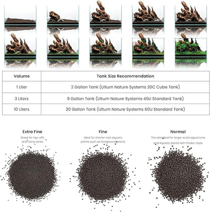 Ultum Nature Systems Controsoil - Freshwater Aqua Soil Substrate for Fish, Shrimp, Live Plant Propagation and Aquascaping - 6.8pH Low Ammonia, Volcanic Ash - Black, Fine (10 Liter)