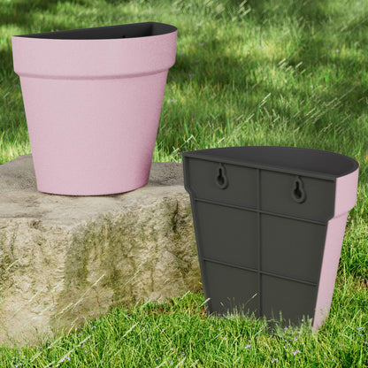 Asnext 2 Pack Plastic Wall Planter for Indoor Plants, 7.5 Inch Hanging Wall Planter Pots, Wall Mounted Succulent Planters (Pink)
