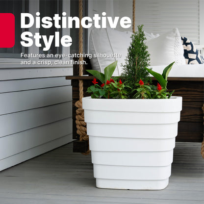 Step2 Wave 20x24 Planter, Large Planters for Outdoor Plants, Gardening and Flower Pot for Patio or Porch, Efficient Drainage, Durable Plastic, White, 2-Pack