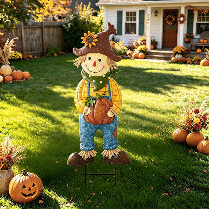 Fall Harvest Yard Signs Outdoor Decorations - Scarecrow Pumpkin Farm Metal Stakes, Rustproof Lawn Art for Autumn Garden Thanksgiving Farmhouse Decor (Scarecrow, 1 Pack)