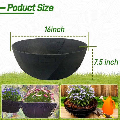 Sumloty 4 Pack 16 Inch Fabric Planter Basket Liner- Felt Flower Pot Liners Replacement Coco Fiber Liner for Hanging Basket Flowers Round Hanging Basket Liners Prevent Birds from Nesting